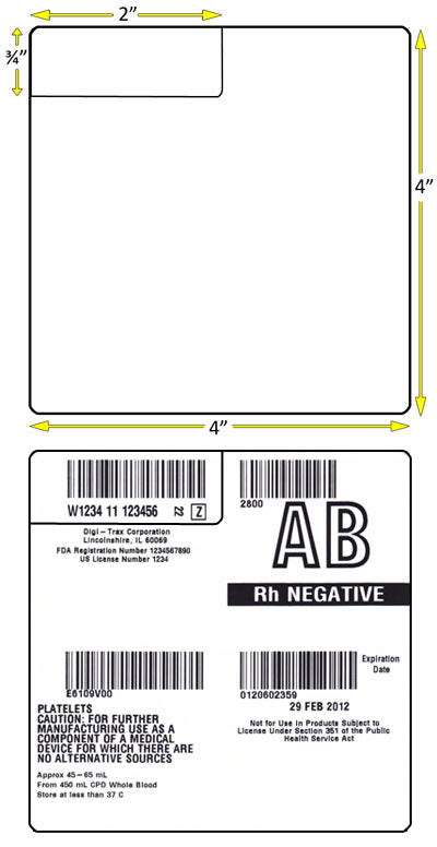Digi Trax Blood Bank Direct Thermal Label for Desktop Printers - ISBT-44-DTS-G