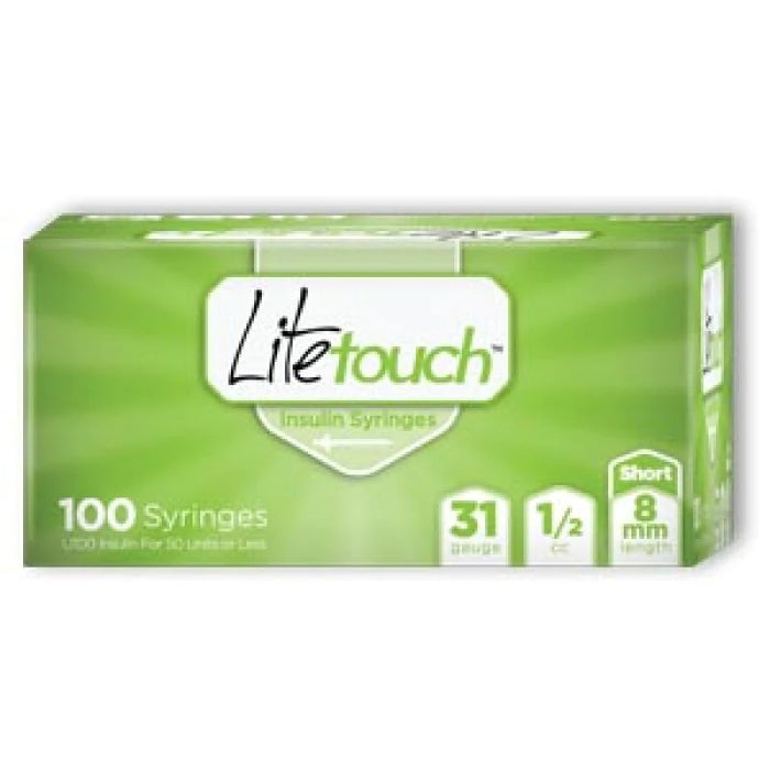 LiteTouch - Insulin Syringe with Needle 0.5 mL 31 Gauge 5/16 Inch Regular Wall NonSafety - 519