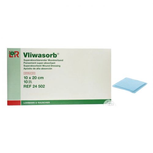 Vliwasorb - Super Absorbent Dressing 4 X 8 Inch Polyethylene / Polypropylene / Cellulose / Sodium Polyacrylate Rectangle Sterile - 24502