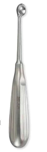 Miltex - Bone Curette Bruns 6-3/4 Inch Length Hollow Handle with Grooves Size 6 Tip Straight Round Cup Tip - 26-1660