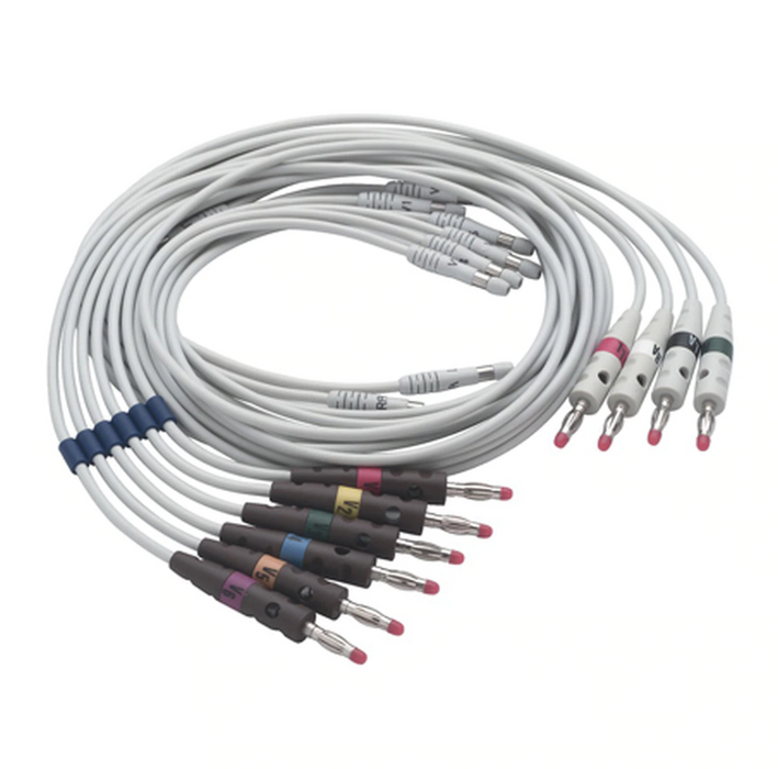 Welch Allyn 10-Lead Replaceable Lead Set, AHA, Banana, CP100 & CP200, For 400293, 4 Limb Leads & 6 Precordial - 401129