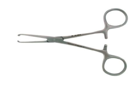 BR Surgical BR Surgical Tissue Forceps Allis 11-3/4 Inch Surgical Grade Stainless Steel NonSterile Ratchet Lock Finger Ring Handle Curved 5 X 6 Teeth - BR64-12030
