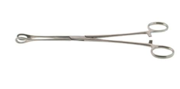 BR Surgical BR Surgical Sponge Forceps Foerster 9-1/2 Inch Surgical Grade Stainless Steel NonSterile Ratchet Lock Finger Ring Handle Curved Smooth Fenestrated Teardrop Jaws - BR16-17325