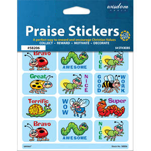 Tabbies Children's Stickers, "Children's Praise Stickers", "White"- 1-3/8"W x 7/8"H, 10 pack per Box