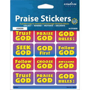 Tabbies Children's Stickers, "Children's Praise Stickers", "White"- 1-3/8"W x 7/8"H, 10 pack per Box