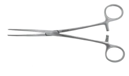 BR Surgical - Hemostatic Forceps Rochester-Pean 7 Inch Length Surgical Grade Stainless Steel NonSterile Ratchet Lock Finger Ring Handle Curved Serrated Tips - BR12-31118