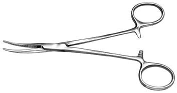 Bausch+Lomb - Hemostatic Forceps Crile 140 mm Stainless Steel NonSterile Ratchet Lock Finger Ring Handle Curved Serrated Tips - N5521