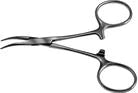 Bausch+Lomb - Hemostatic Forceps Hartmann-Mosquito 3-7/8 Inch Length Stainless Steel NonSterile Ratchet Lock Finger Ring Handle Curved Serrated Jaws - E3916