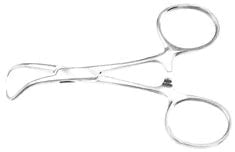 Bausch+Lomb - Towel Forceps Backhaus 3-1/2 Inch Length Stainless Steel NonSterile Ratchet Lock Finger Ring Handle Curved 1 X 1 Prongs - N7203