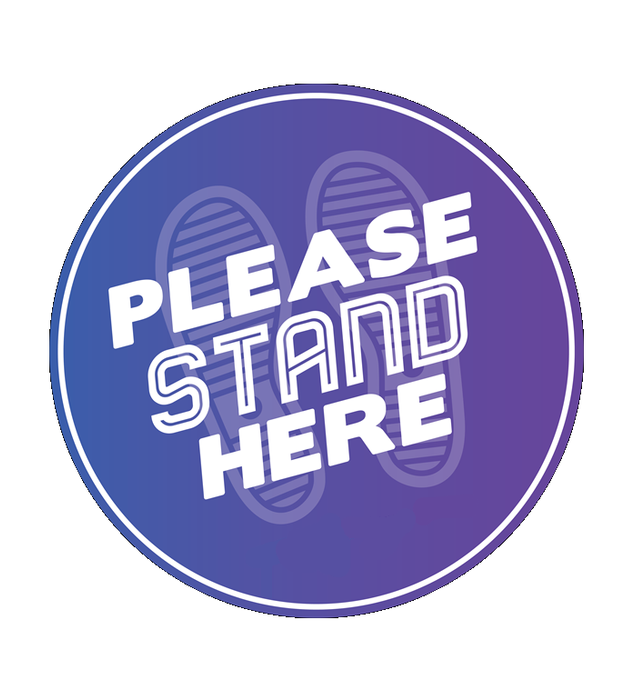 BeSafe Messaging Food Service Floor Decals - Purple, 12" x 12", Pack of 6