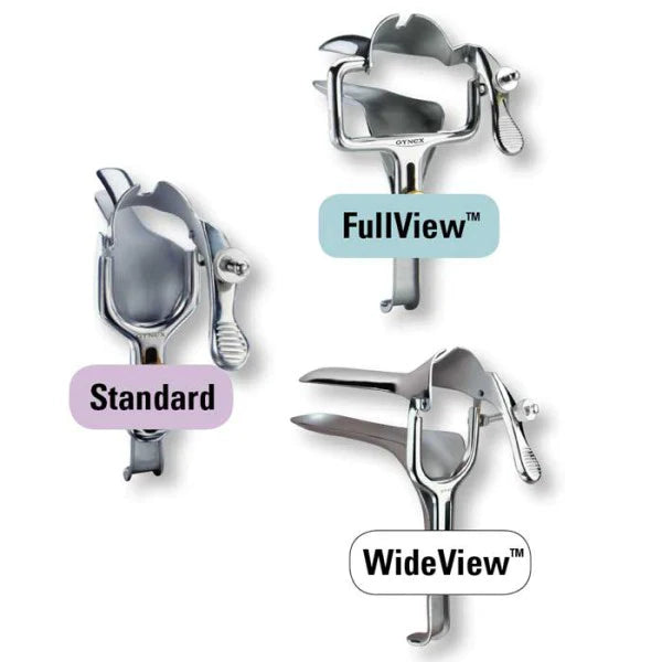 Gynex WideView - Vaginal Speculum Graves NonSterile Surgical Grade Stainless Steel Wide Double Blade Duckbill 40 mm Yoke Opening Reusable Without Light Source Capability - 2782