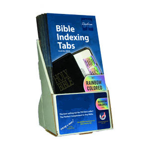 Tabbies Bible Tab Display, "Rainbow Print Tabs", "White"- 5"W x 9"H x 4-1/2"D, 20 per Pack - 48348