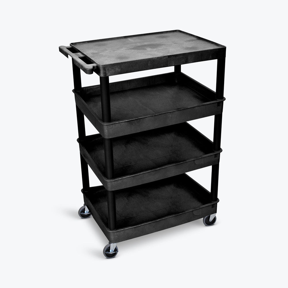 Large Flat Top / Tub Bottom Shelf Cart - 4 Shelves