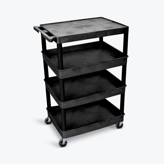 Large Flat Top / Tub Bottom Shelf Cart - 4 Shelves