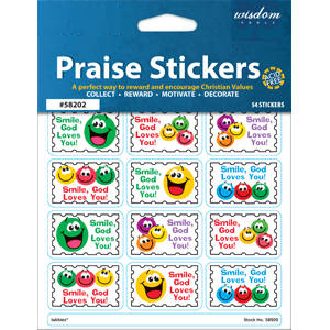 Tabbies Children's Stickers, "Children's Praise Stickers", "White"- 1-3/8"W x 7/8"H, 10 pack per Box