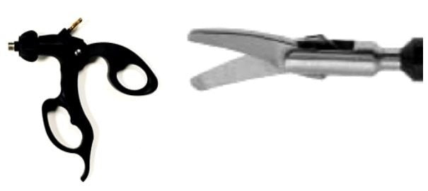 Elmed 10mm Scissors and Biopsy Forceps Curved Scissors, Double Action, 20mm Tip - Insulated Handles
