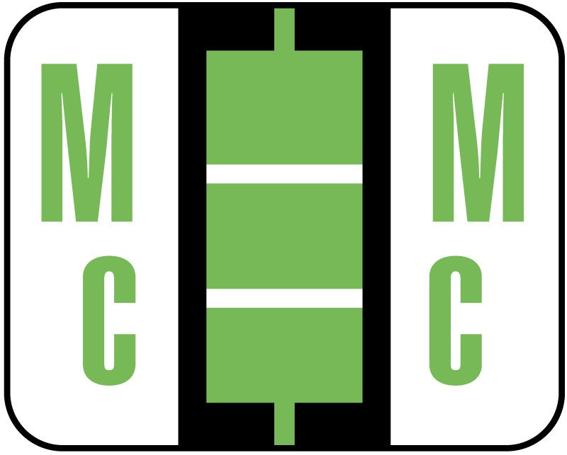 Medical Labels - Alpha File Folder Label - Tab and Smead BCCR Compatible - Light Green, 1-1/4" x 1"