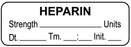 Medical Labels - Anesthesia Label, Heparin Units Date Time Initial, 1-1/2" x 1/2"