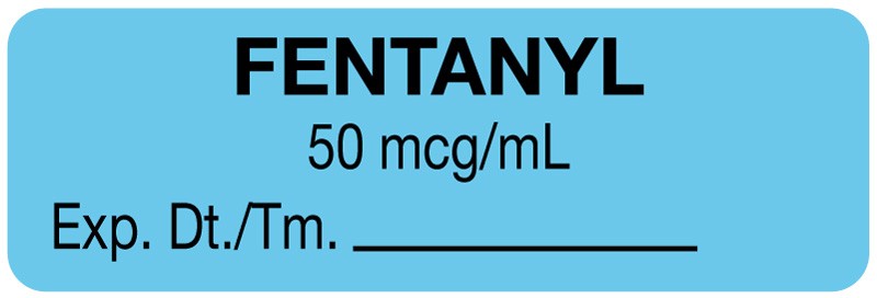 Medical Labels - Anesthesia Label, Fentanyl 50 mcg/mL, 1-1/2" x 1/2"
