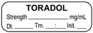 Medical Labels - Anesthesia Label, Toradol mg/mL Date Time Initial, 1-1/2" x 1/2"