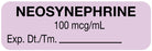 Medical Labels - Anesthesia Label, Neosynephrine 100 mcg/mL, 1-1/2" x 1/2"