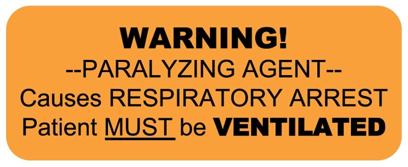 Medical Labels - PARALYZING AGENT, 2-1/4" x 7/8"
