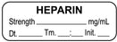 Medical Labels - Anesthesia Label, Heparin mg/mL Date Time Initial, 1-1/2" x 1/2"