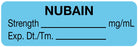 Medical Labels - Anesthesia Label, Nubain mg/mL, 1-1/2" x 1/2"
