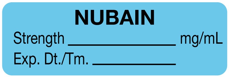 Medical Labels - Anesthesia Label, Nubain mg/mL, 1-1/2" x 1/2"