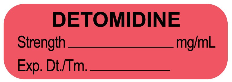Medical Labels - Anesthesia Label, Detomidine mg/mL, 1-1/2" x 1/2"