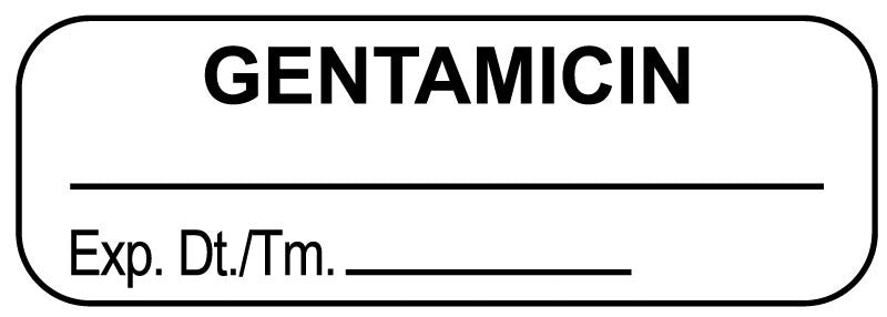 Medical Labels - Anesthesia Label, Gentamicin, 1-1/2" x 1/2"