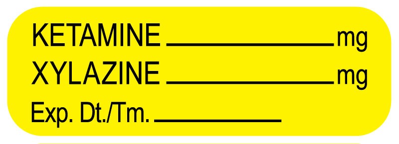 Medical Labels - Anesthesia Label, Ketamine/Xylazine mg, 1-1/2" x 1/2"