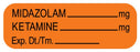 Medical Labels - Anesthesia Label, Midazolam/Ketamine mg, 1-1/2" x 1/2"
