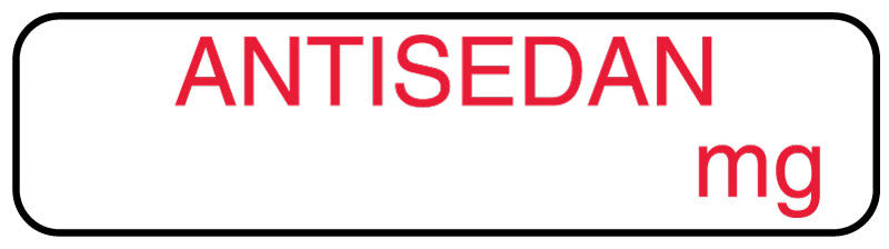 Medical Labels - Anesthesia Label, ANTISEDAN mg, 1-1/4" x 5/16"
