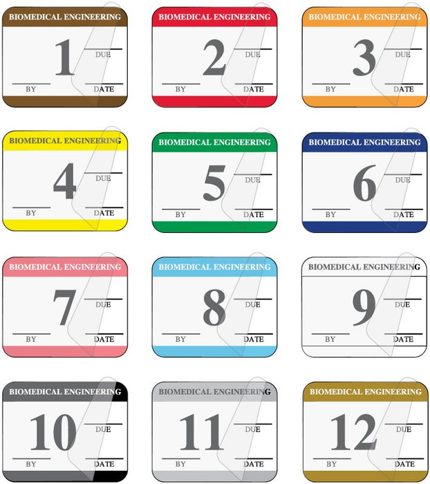 Medical Labels - Biomedical Engineering Inspection Label Kit, 1-1/4" x 1"
