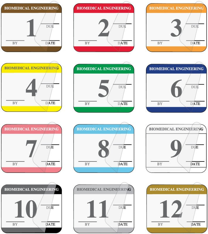 Medical Labels - Biomedical Engineering Inspection Label Kit, 1-1/4" x 1"