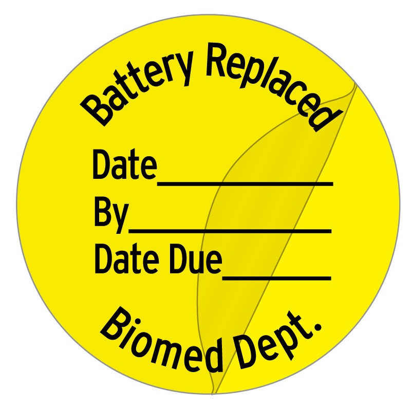 Medical Labels - Battery Replaced Label,1" dia