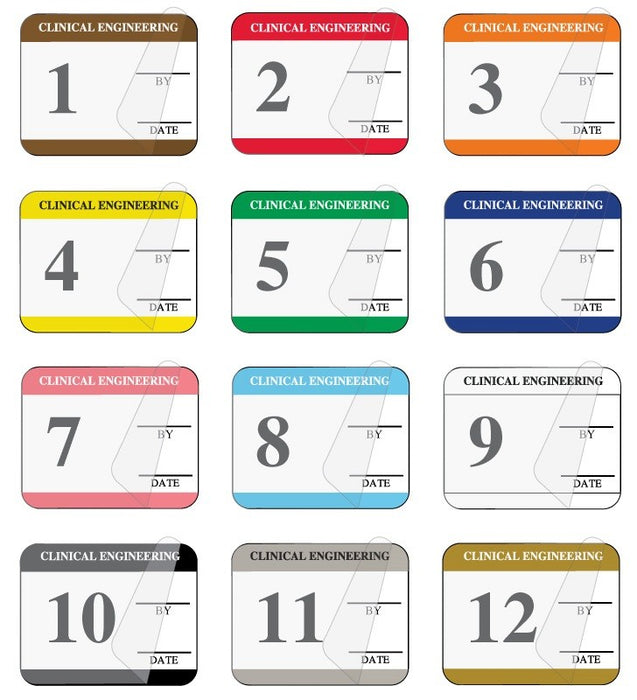 Medical Labels - Synthetic Self-Laminating 12 Month Clinical Inspection Kit , 1-1/4" x 1"
