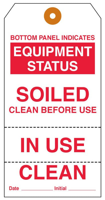 Medical Labels - Equipment Clean Status Tag, 6-1/4" x 3-1/8