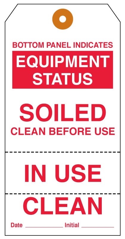 Medical Labels - Equipment Clean Status Tag, 6-1/4" x 3-1/8