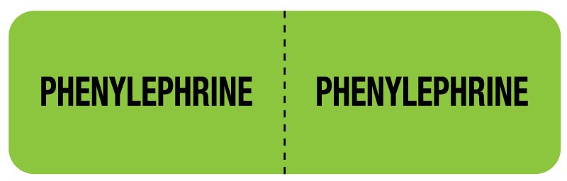 Medical Labels - PHENYLEPHRINE, I.V. Line Identification Label, 3" x 7/8"
