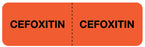 Medical Labels - CEFOXITIN I.V. Line Identification Label, 3" x 7/8"