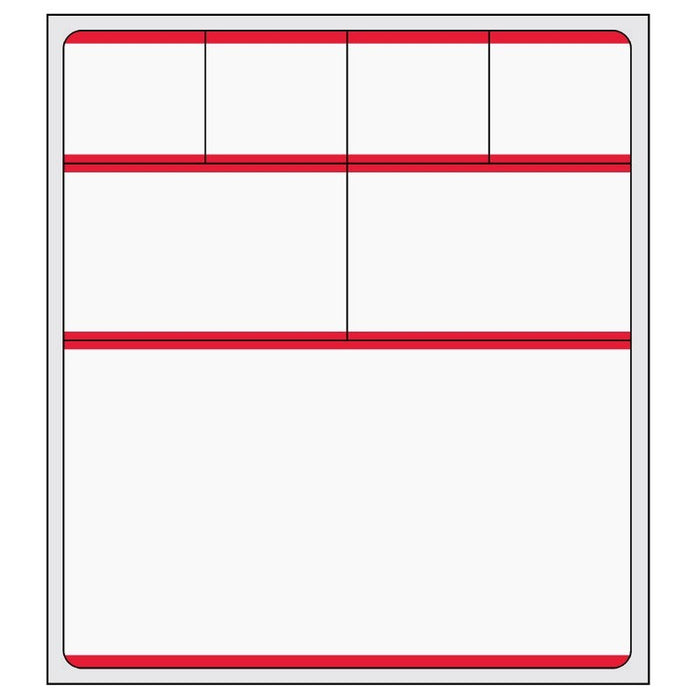 Medical Labels - Cerner Direct Thermal Printer Label, Red Border, 4" x 4-1/2"