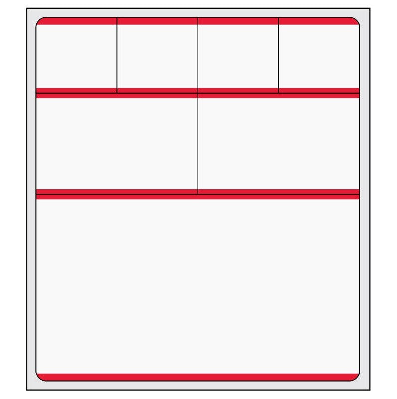 Medical Labels - Cerner Direct Thermal Printer Label, Red Border, 4" x 4-1/2"