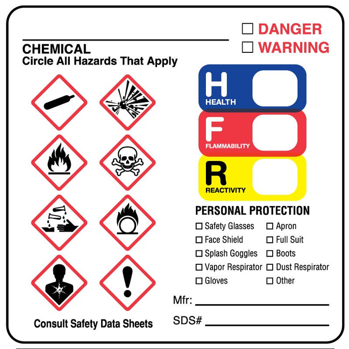 Medical Labels - GHS Hazard Label, 2-1/2" x 2-1/2"