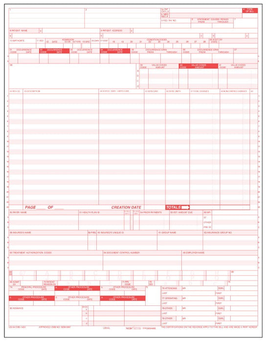 Medical Labels - UB-04 Laser Forms, 8-1/2" x 11"