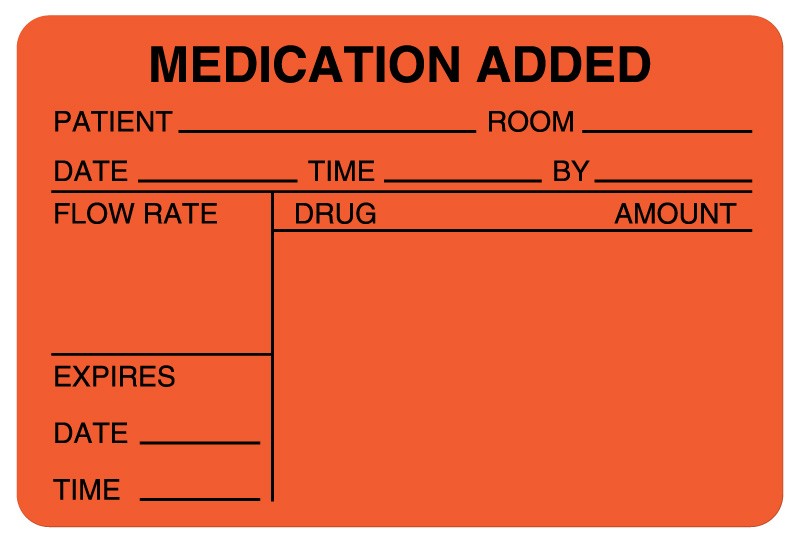 Medical Labels - IV Medication Added Label, 3" x 2"
