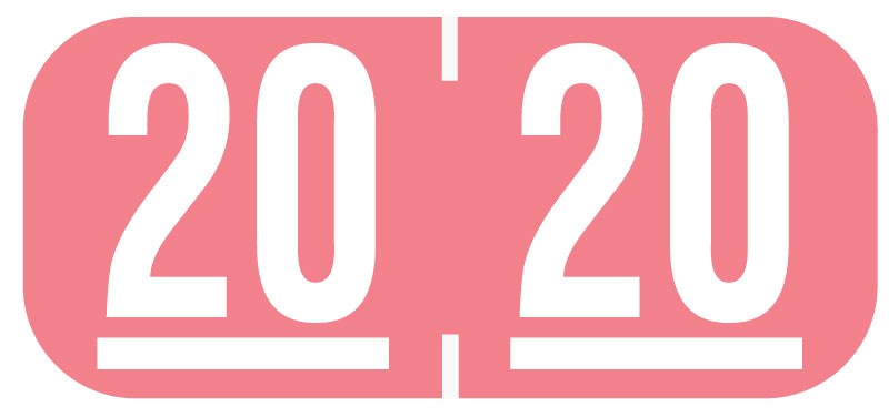Medical Labels - Tab Compatible 2020 Year Label, 1-1/8" x 1/2"
