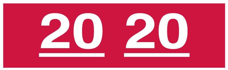 Medical Labels - Ames Compatible 2020 Year Label, 1-3/4" x 1/2"