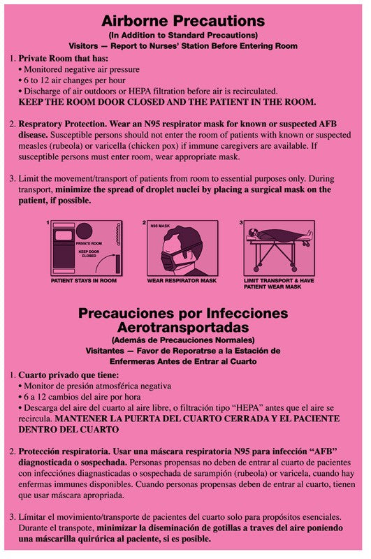 Medical Labels - Airborne Precautions Labels, 8" x 5.25"